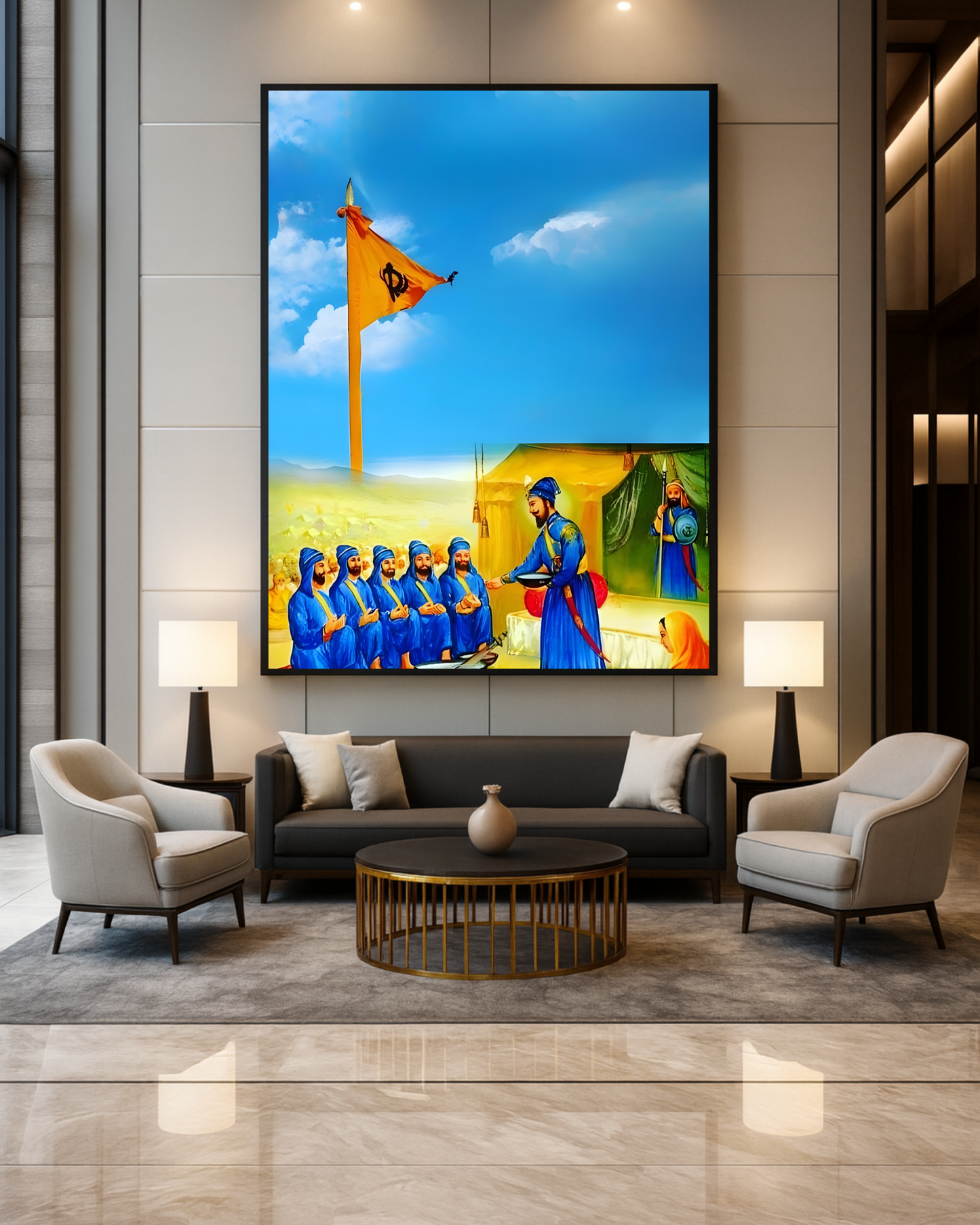 #19 Guru Gobind Singh Ji & Panj Pyaare Wall Art Poster