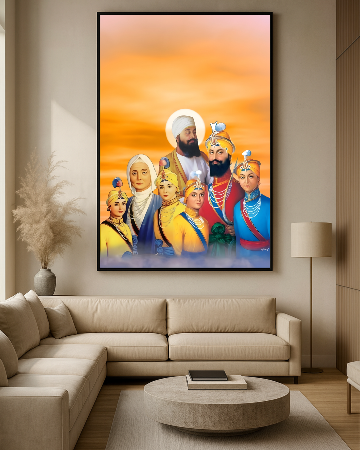 #14 Guru Tegh Bahadur Ji, Guru Gobind Singh Ji, Mata Gujri & Chaar Sahibzaade Wall Art Poster