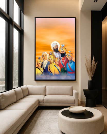 #14 Guru Tegh Bahadur Ji, Guru Gobind Singh Ji, Mata Gujri & Chaar Sahibzaade Wall Art Poster