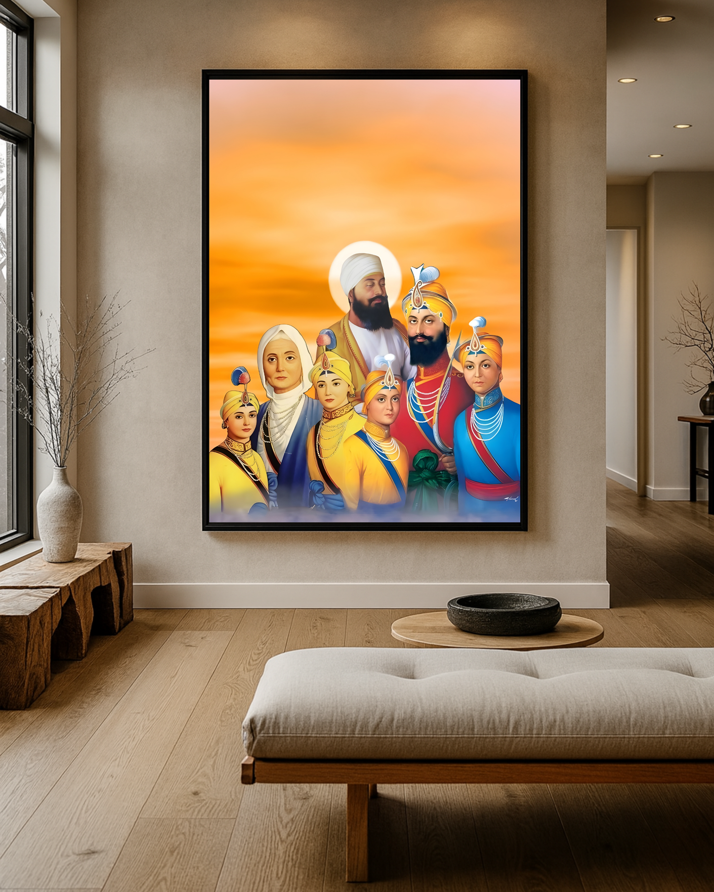 #14 Guru Tegh Bahadur Ji, Guru Gobind Singh Ji, Mata Gujri & Chaar Sahibzaade Wall Art Poster