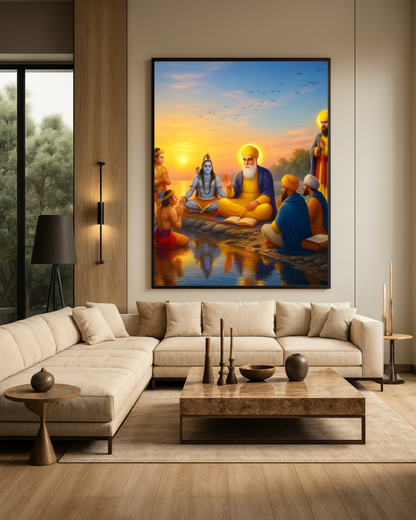 #42 Guru Nanak Dev Ji, Lord Shiva & Lord Rama Wall Art Poster