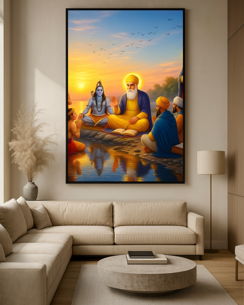 #42 Guru Nanak Dev Ji, Lord Shiva & Lord Rama Wall Art Poster